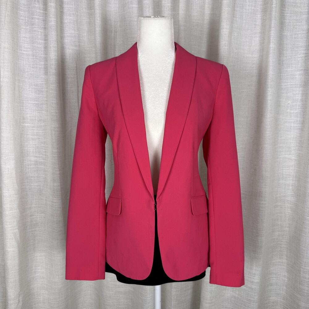 Liz Claiborne Blazer Jacket Womens 6 Pink Shawl Collar Hook Front Lined Stretch
